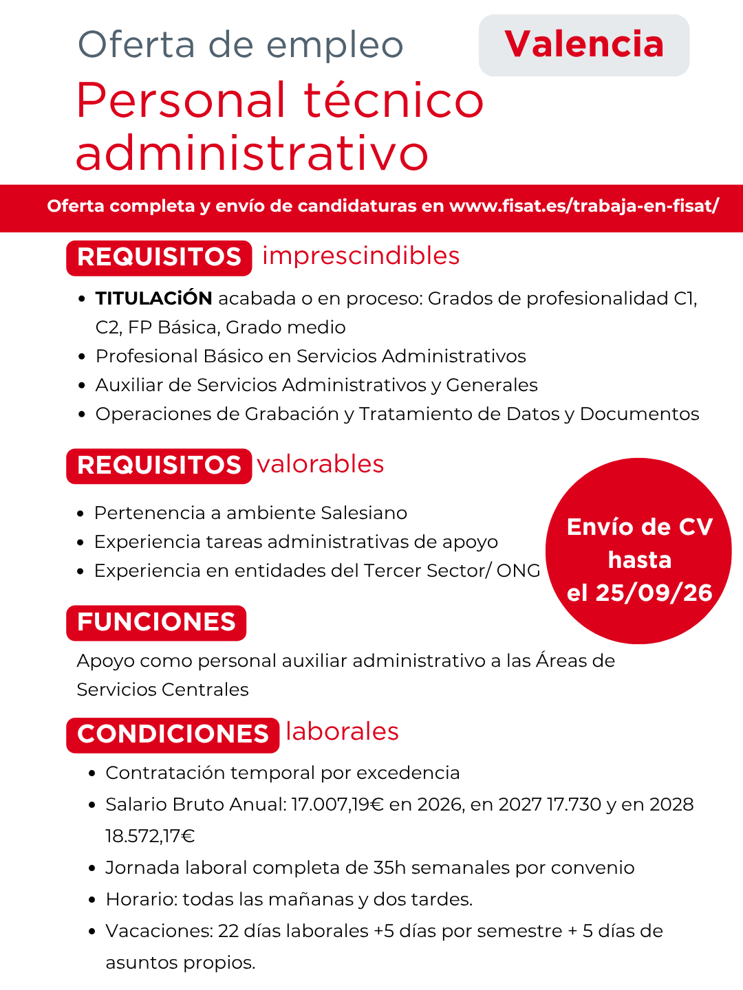 oferta de empleo en FISAT